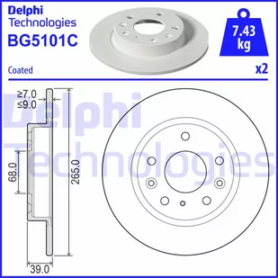 Tarcza hamulcowa DELPHI BG5101C - Tarcze hamulcowe - miniaturka - grafika 1