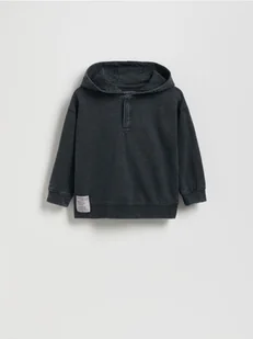 Reserved - Bawełniany longsleeve z kapturem - granatowy - Bluzy i sweterki niemowlęce - miniaturka - grafika 1