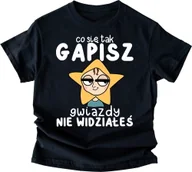 Koszulki i topy damskie - czarna koszulka damska - co się tak patrzysz gwiazdy nie widziałeś ? - miniaturka - grafika 1