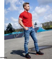 Koszulki męskie - Ardon ARDONZIDYN - Męska koszulka polo z wstępnie pranej bawełny odporniejszej na blaknięcie kolorów materiał z silikonowym wykończeniem - czerwony 4XL - miniaturka - grafika 1