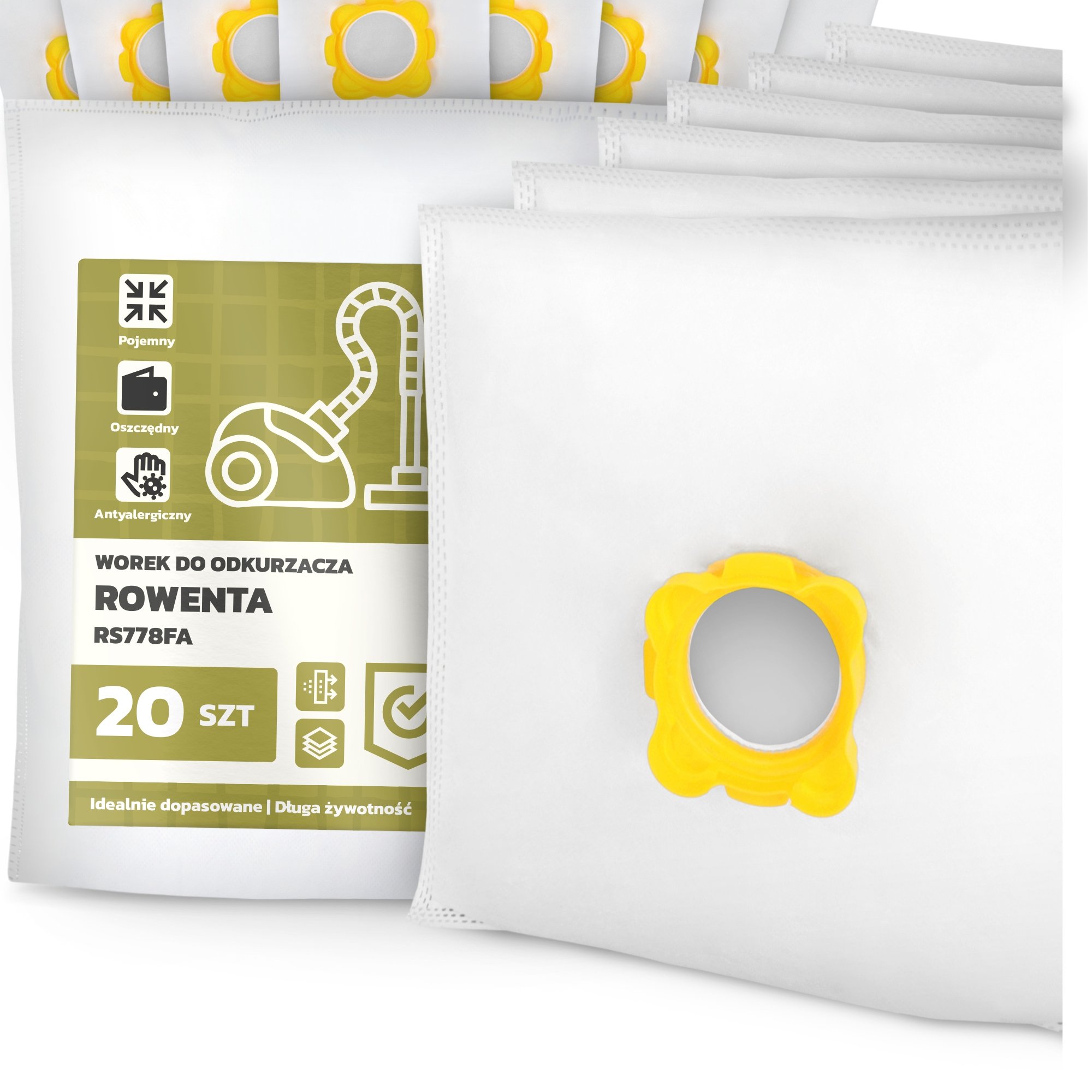 20x Worek do Odkurzacza Rowenta RS778FA Syntetyczny Mikrowłókna Duży Wor G9