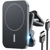 Ładowarki do telefonów - ŁADOWARKA INDUKCYJNA QI UCHWYT SAMOCHODOWY do MAGSAFE DO IPHONE 15W - miniaturka - grafika 1