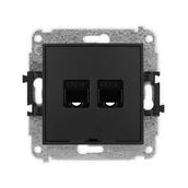 Gniazdka elektryczne - Karlik Gniazdo komputerowe 2xRJ45 kat. 5e ICON - czarny mat - miniaturka - grafika 1