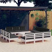 Meble ogrodowe - Lumarko 13-cz. zestaw wypoczynkowy do ogrodu, antracytowe poduszki - miniaturka - grafika 1