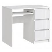 Biurka - Białe biurko prawostronne z szufladami w połysku - Omega 3X - miniaturka - grafika 1