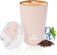 Kubki termiczne - Innowacyjny Kubek termiczny ze stali nierdzewnej 380ml, różowy z pokrywką - miniaturka - grafika 1