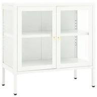 Komody - vidaXL Szafka boczna biała 70x35x70 cm stal i szkło 336065 - miniaturka - grafika 1