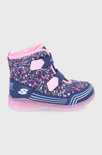 Buty dla dziewczynek - Skechers śniegowce dziecięce kolor granatowy - grafika 1