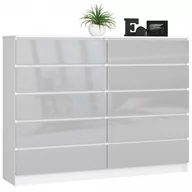 Komody - KOMODA K 160 cm 10 SZUFLAD BIAŁA / METALIK POŁYSK - miniaturka - grafika 1