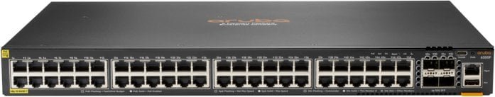 Switch HP HPE Aruba 6300F - Switch - L3 - managed - 48 x 10/100/1000 PoE+ + 4 x 50 Gigabit Ethernet SFP56 - Przepływ powietrza z przodu do tyłu - możliwość montażu w szafie - PoE+ - zgodny z TAA