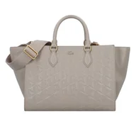 Torebki damskie - Lacoste Maheki Shopper Bag Skórzany 43 cm beżowy - miniaturka - grafika 1