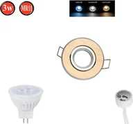 Żarówki LED - Reflektor wpuszczany Obrotowy 35° MR11 Ø60mm Otwór wiercony aluminium w komplecie Żarówka LED MR11 3W Chłodna biel 255lm Złoto Szczotkowane Okrągłe - miniaturka - grafika 1