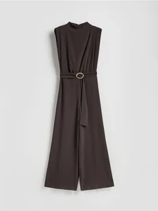 Reserved - Kombinezon z ozdobnym paskiem - ciemnobrązowy - Koszulki i topy damskie - miniaturka - grafika 1