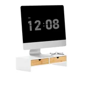 Regały biurowe - SoBuy Podstawka pod monitor Monitory komputerowe Regał z 2 szufladami BBF02-WN - miniaturka - grafika 1