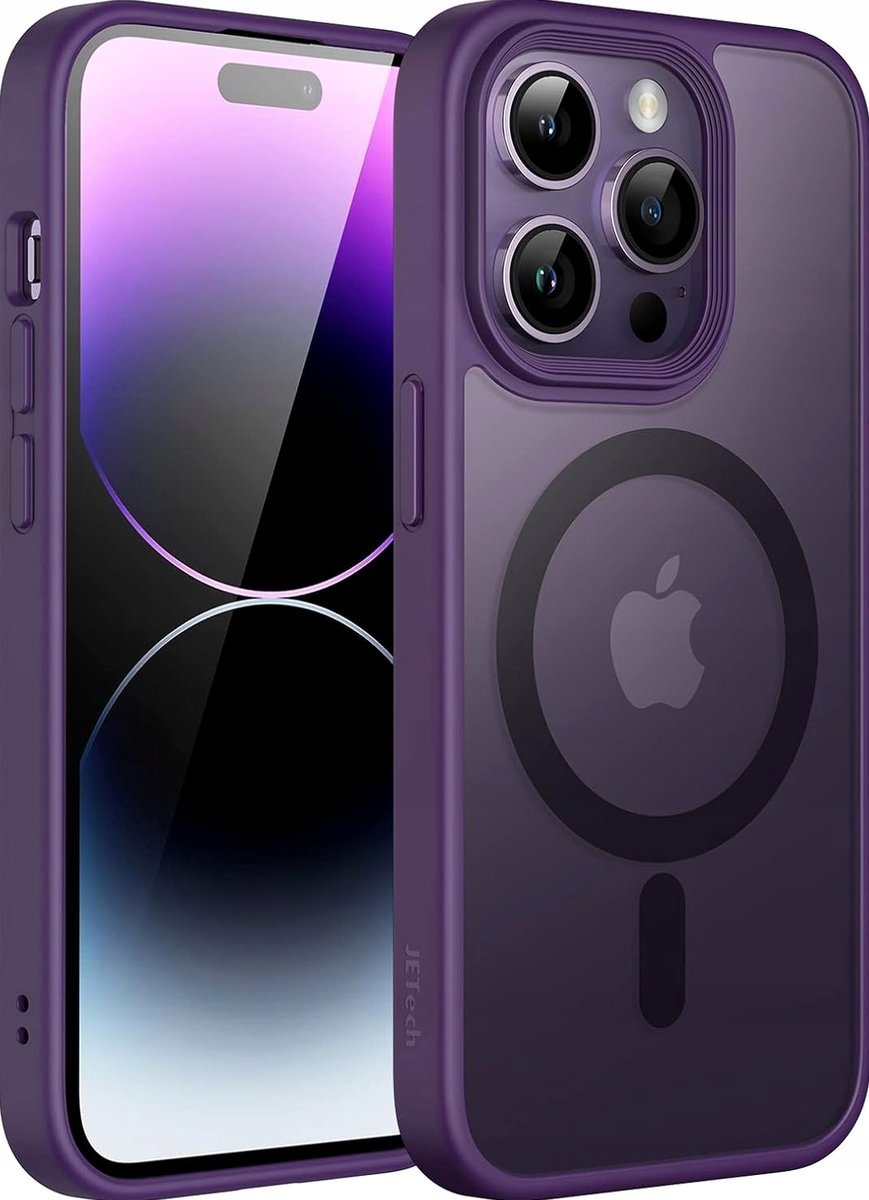 JETech Magnetyczna Etui dla iPhone 14 Pro 6,1 Cala Kompatybilny z MagSafe, Półprzezroczysta Matowe Tylna Szczupły Odporny na Wstrząsy Case (Głęboka ..