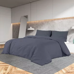 vidaXL Zestaw pościeli, antracytowy, 260x220 cm, lekka mikrofibra - Pościel - miniaturka - grafika 1