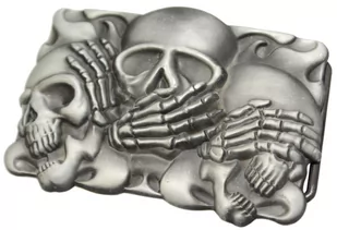 Klamra Do Paska Sprzączka Pełna Blaszka Z Bolczykiem 40 mm Metalowa Solidna KBOL40/77 "TRZY MĄDRE CZASZKI" - Paski - miniaturka - grafika 3