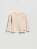 Spodnie i spodenki dla dziewczynek - Reserved - Prążkowana koszulka - kremowy - miniaturka - grafika 1