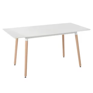 Stół do jadalni rozkładany 120/150 x 80 cm biały z jasnym drewnem MIRABEL - Stoły - miniaturka - grafika 1