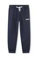Spodnie i spodenki dla chłopców - BOSS spodnie dresowe dziecięce kolor granatowy gładkie - Boss - miniaturka - grafika 1