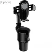 Uchwyty samochodowe do telefonów - UCHWYT SAM T-PHOX TH-07 Z UCHWYTEM NA KUBEK CUP HOLDER BLACK - miniaturka - grafika 1