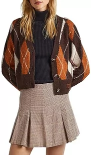 Pepe Jeans Damski sweter rozpinany Eliot, Brązowy (tytoń), L - Swetry damskie - miniaturka - grafika 1