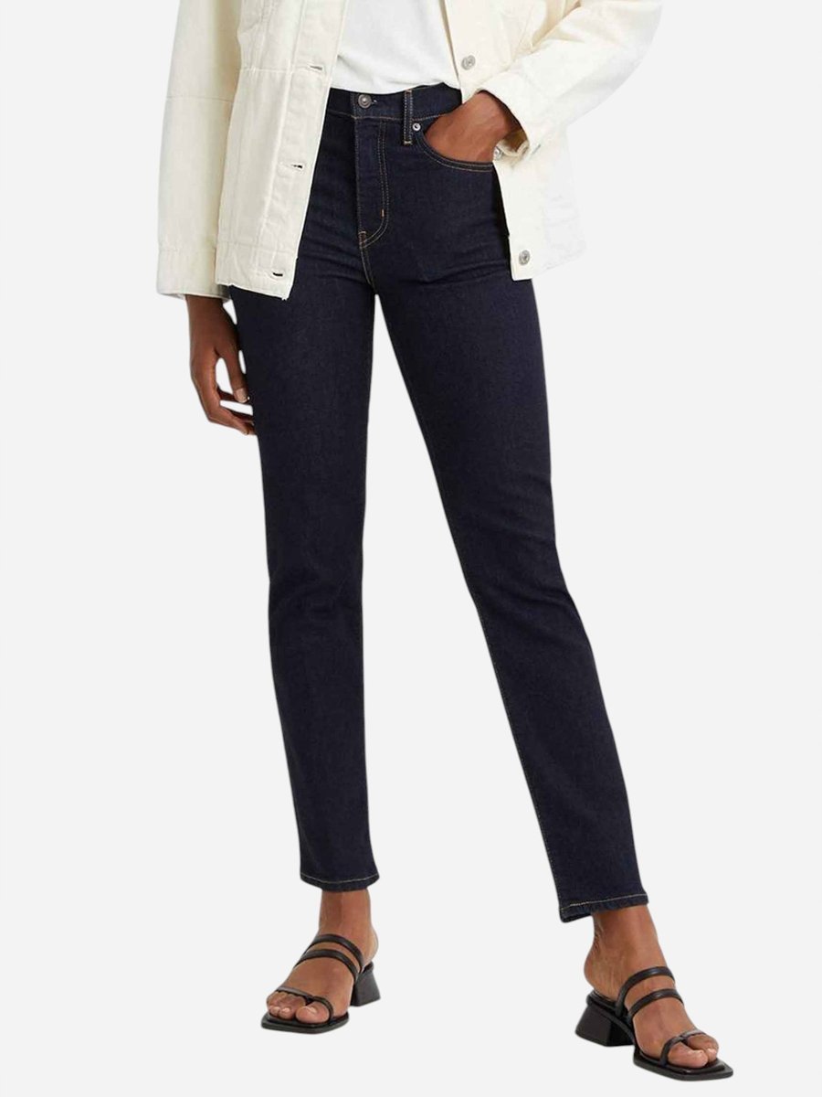 LEVI'S JEANSY DŁUGIE RURKI WYSOKI STAN GRANATOWE BAWEŁNIANE 28/30 17CA