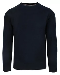 Sweter Ciemny Granatowy Melanżowy Okrągły Dekolt Męski Jednokolorowy -BRAVE SOUL - Brave Soul - Swetry męskie - miniaturka - grafika 1