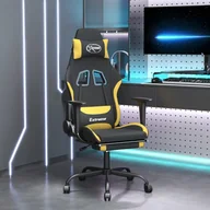 Fotele gamingowe - vidaXL Fotel gamingowy z podnóżkiem z czarno-żółtego materiału - Fotel gamingowy - Fotele gamingowe - Fotel biurowy - Krzesło - miniaturka - grafika 1