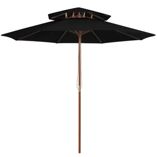 vidaXL Parasol ogrodowy z dwupoziomową czaszą, czarny, 270 cm 313766 - Parasole ogrodowe - miniaturka - grafika 1