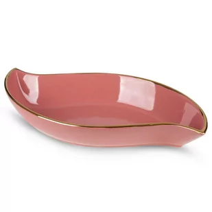 Patera ceramiczna Sibel 36x19x6 różowa ciemna złota Eurofirany - Tace i patery - miniaturka - grafika 1
