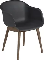 Fotele i krzesła ogrodowe - Fotel Fiber czarny na ciemnych drewnianych nogach - miniaturka - grafika 1