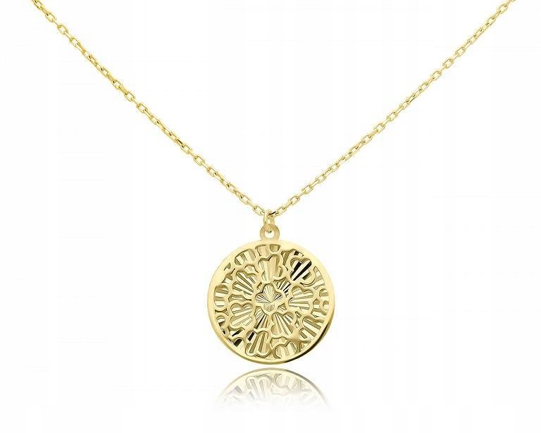 Złoty naszyjnik błyszcząca zawieszka damski Grawer