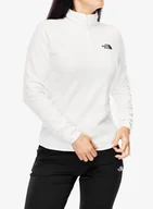 Bluzy sportowe damskie - Bluza polarowa damska The North Face 100 Glacier 1/4 Zip - white dune - miniaturka - grafika 1