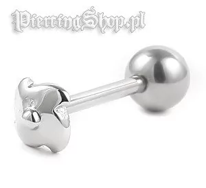 KOLCZYK DO JęZYKA SAW TONGUE RING grubość 1,6mm średnica kulki 6mm (BLSC6)-dł. pręta 14mm - Kolczyki - miniaturka - grafika 1