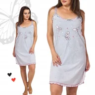 Bielizna nocna - MOTYL KOSZULA NOCNA VIENETTA 48 50 4XL na ramiączkach piżama bawełna szara - miniaturka - grafika 1