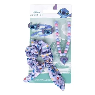 Stitch zestaw urody dla dzieci - idealny do zaskoczenia dziecka - 1 gumka do włosów, 2 spinki do włosów i 1 naszyjnik - klips do twarzy Stitch - oryginalny produkt zaprojektowany w Hiszpanii - Ozdoby do włosów - miniaturka - grafika 1