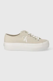 Calvin Klein Jeans tenisówki VULC FLATFORM ESSENTIAL MONO damskie kolor beżowy YW0YW01030 - Trampki damskie - miniaturka - grafika 1