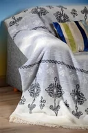 Koce - Koc bawełniany akrylowy 150x200 0597/2 biały szary grafitowy narzuta pled - miniaturka - grafika 1