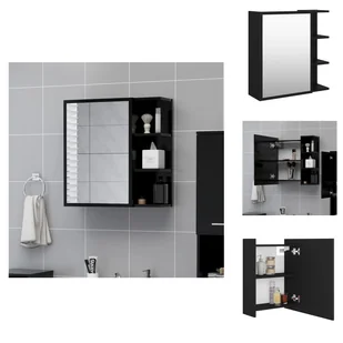 vidaXL Szafka łazienkowa z lustrem czarna 62,5x20,5x64 cm materiał drewnopochodny - Szafki łazienkowe - Szafki łazienkowe - miniaturka - grafika 1
