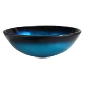 Umywalki - Umywalka szklana okrągła 42x42x14 cm, cieniowana niebieska, elegancka i trwała, Alberga - miniaturka - grafika 1