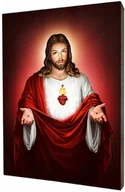 Ikony i obrazy sakralne - Serce Jezusa - obraz religijny na desce lipowej - miniaturka - grafika 1