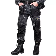 Spodenki męskie - REIS FORECO-T MOB46 męskie spodnie robocze, ochraniacz, zapobiegające przecięciu, cargo, 80% poliester 20% bawełna, moro czarne, rozmiar 62 - miniaturka - grafika 1