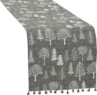 Obrusy i serwetki - Bieżnik świąteczny z pomponami 40x140 Zimowa magia szary 007 - miniaturka - grafika 1