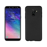 Etui i futerały do telefonów - NoName Etui Carbon Fiber Samsung A6 Plus 2018 czarny/black - miniaturka - grafika 1