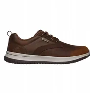 Sneakersy męskie - Sneakersy męskie brązowe Skechers Delson Antigo skórzane wodoodporne - miniaturka - grafika 1
