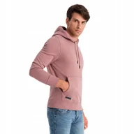 Bluzy męskie - Bluza męska bawełniana z kapturem Basic ciemnoróżowa V4 OM-SSBN-0161 XL - miniaturka - grafika 1