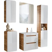 Meble łazienkowe - Zestaw Mebli do Łazienki Set 60 cm Aruba Comad Biały, Dąb Craft Złoty - miniaturka - grafika 1