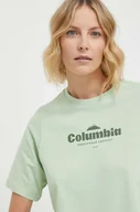 Koszulki sportowe damskie - Columbia t-shirt bawełniany kolor zielony - miniaturka - grafika 1