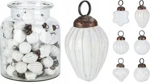 Bombka na choinkę biała szklana świąteczna 5x3 cm 1szt - Bombki Bombka na choinkę biała szklana świąteczna 5x3 cm 1szt - Bombki - miniaturka - grafika 1